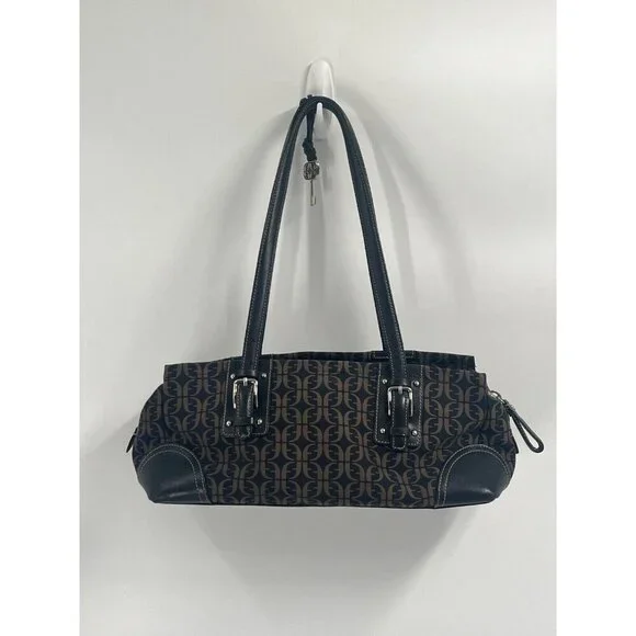 Vintage Y2K Fossil Back Black Brown Shoulder Bag - Picture 5 of 9